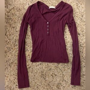 Women's Burgundy Long Sleeve Top